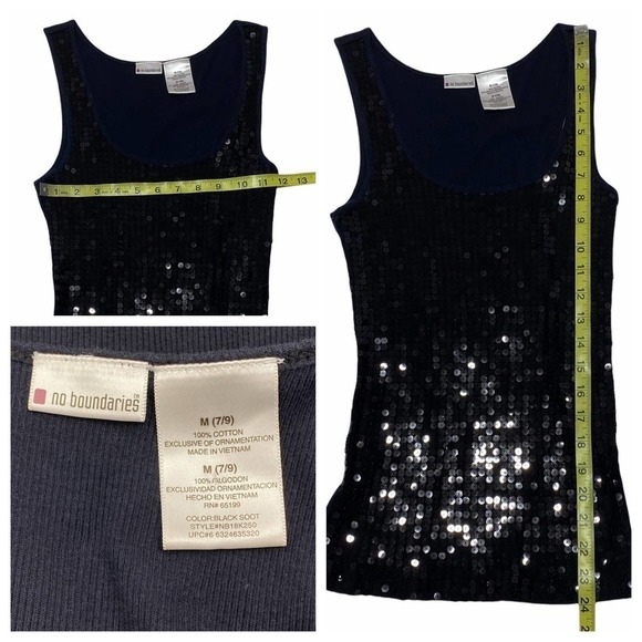 NO boundaries Black Sequined Embellished Tank Top - Picture 9 of 10